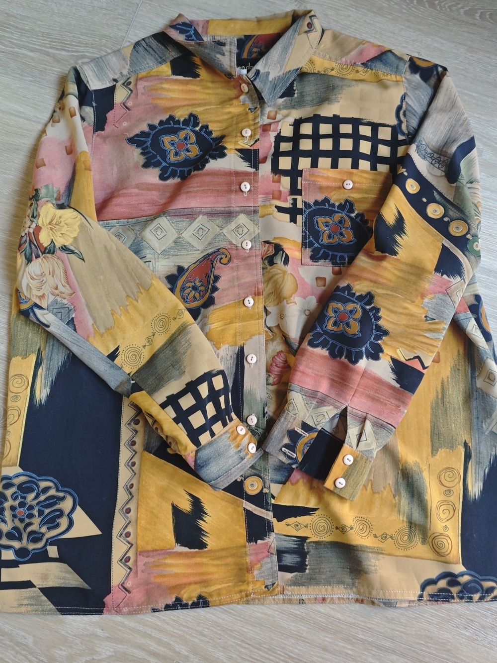 Vintage Unisexual Lucien Daumier Oil painting style Floral Blouse/shirt